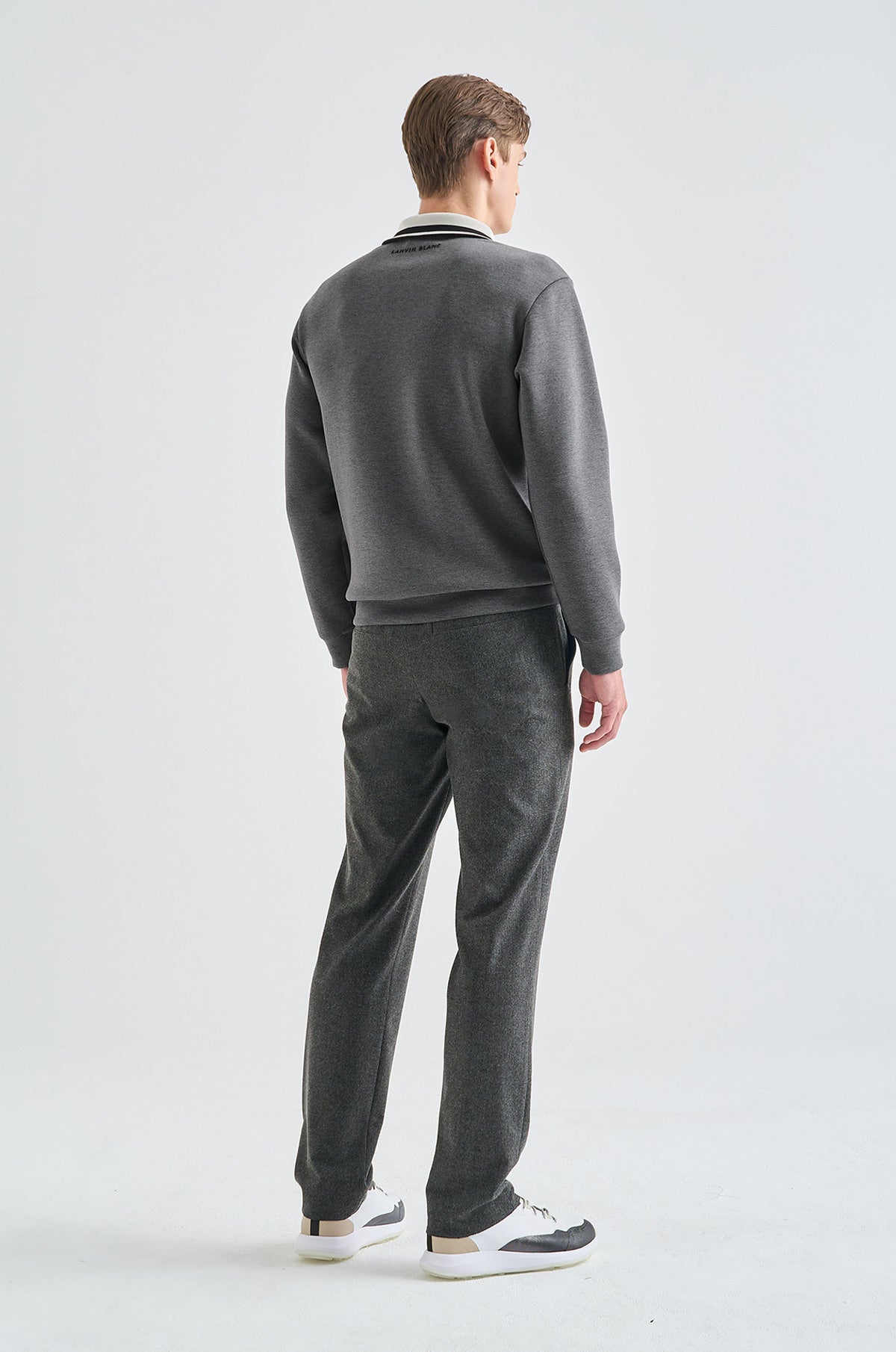 Lanvin Blanc Men's Zip Sweater - Charcoal Grey - Erthe Golf