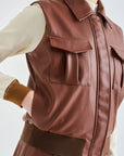 Lanvin Blanc Women's Leather Jacket - Red Brown - Erthe Golf