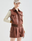 Lanvin Blanc Women's Leather Jacket - Red Brown - Erthe Golf
