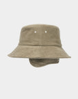 Beige bucket hat with a visor on a white background