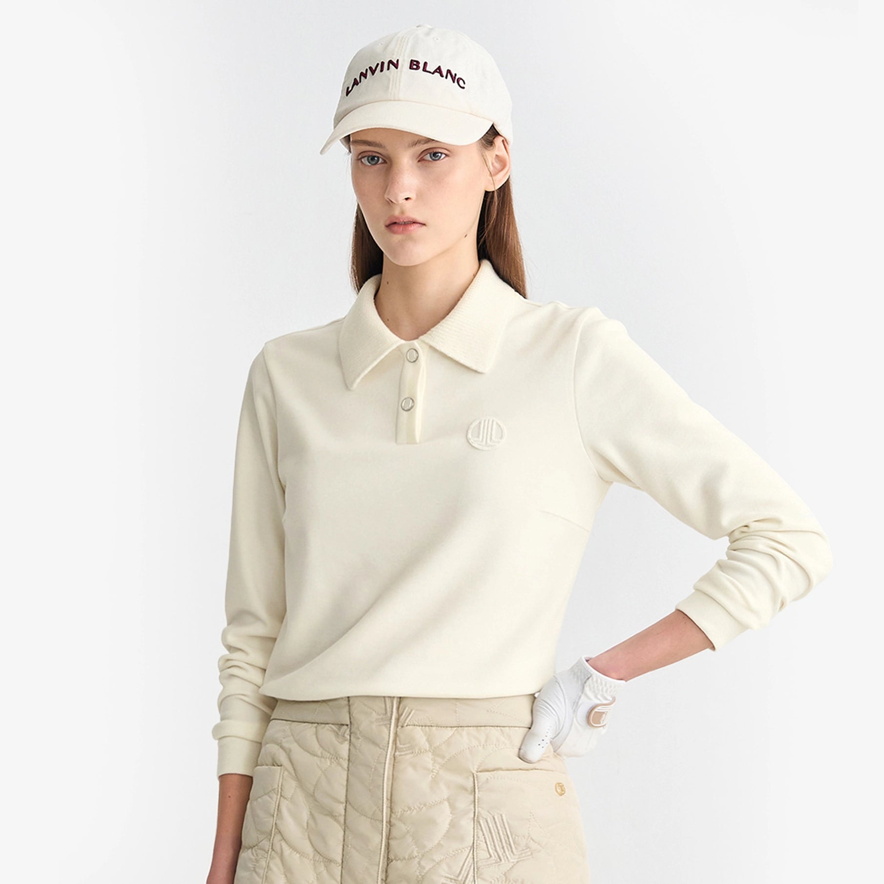 Lanvin Blanc Women's Long Sleeve Polo - Off White - Erthe Golf