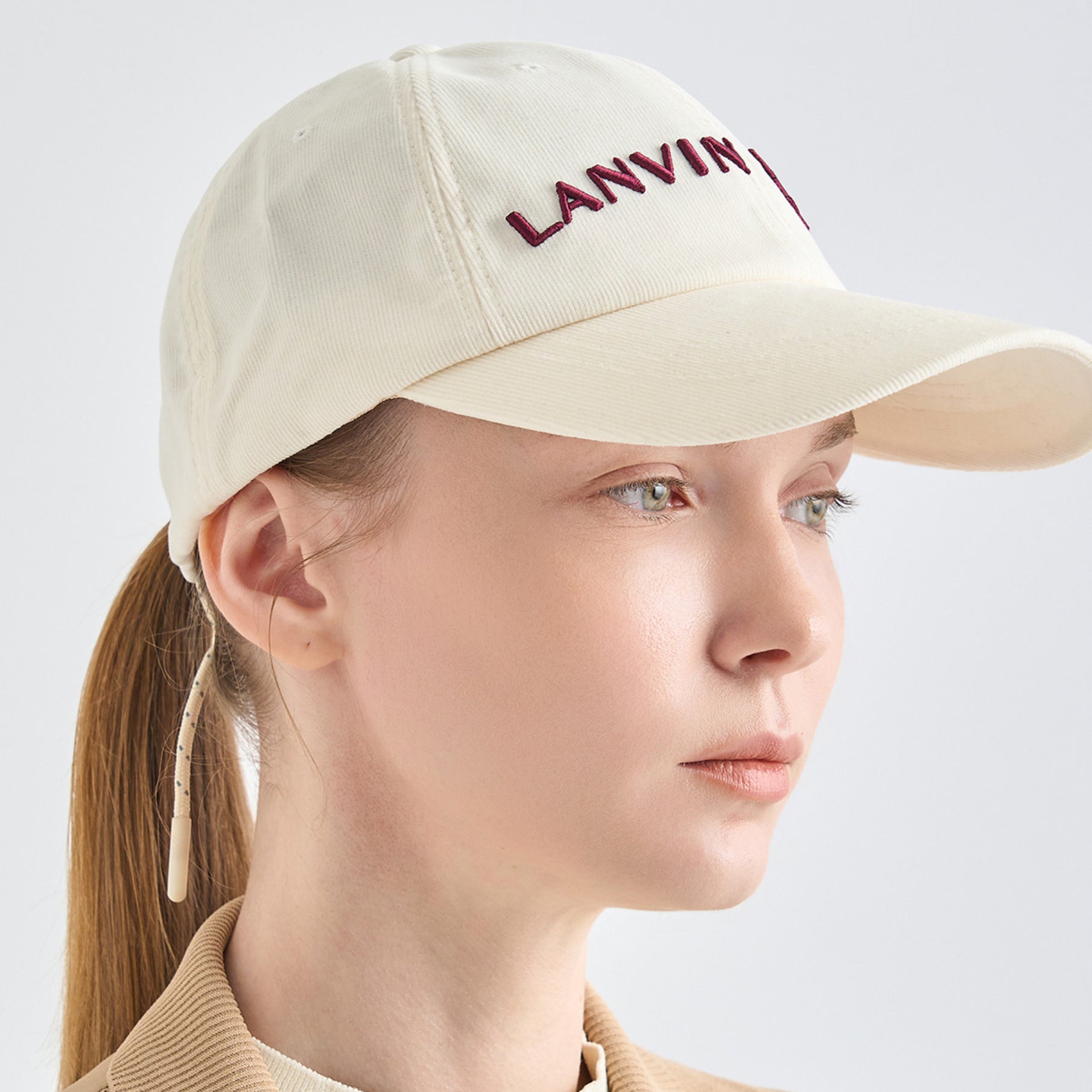 NWT Lanvin wool/cashmere/Cotton Women\'s embroidered logo baseball cap. FRAME + Ritz Paris embroidered cotton-twill baseball cap  main image 4