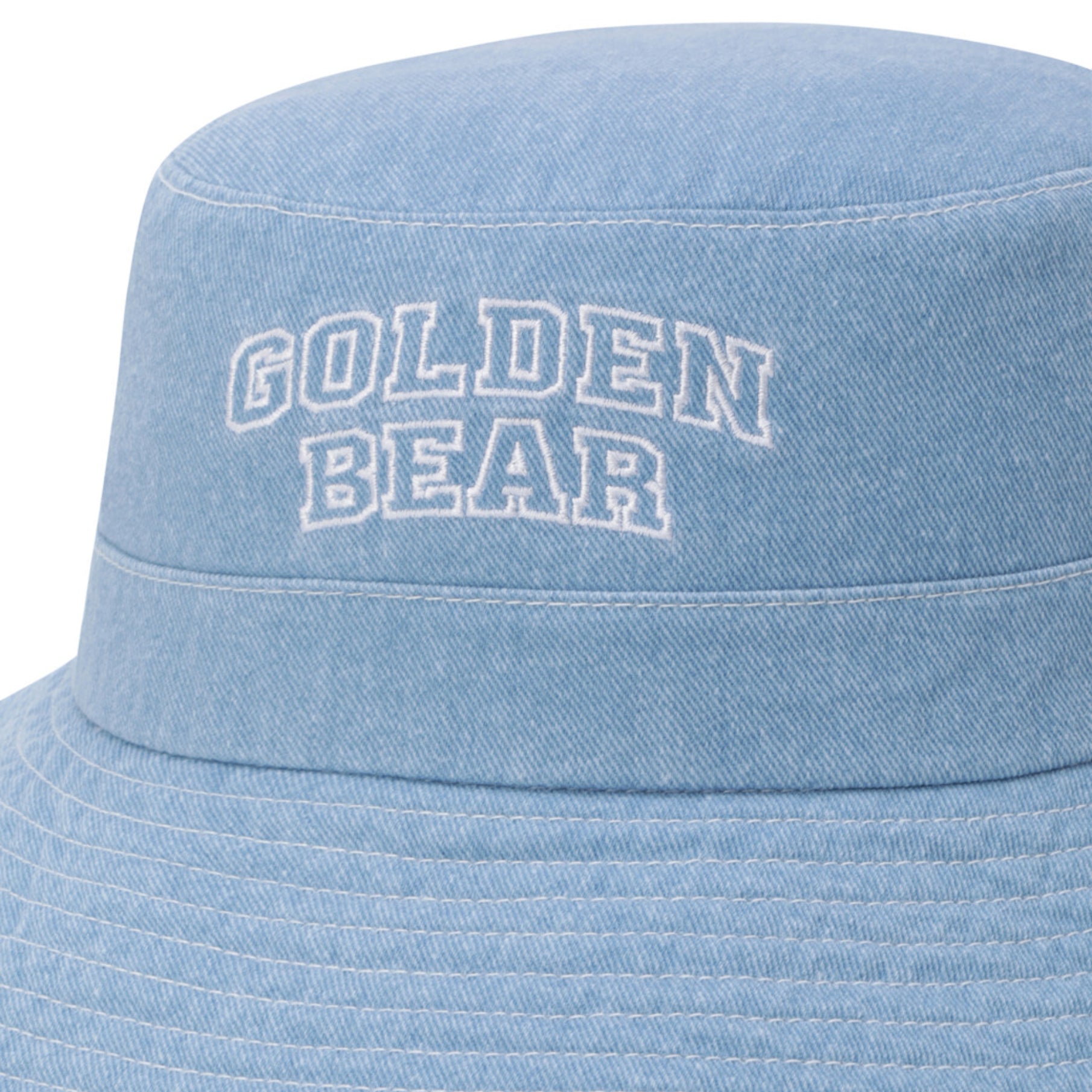 Vintage Washed Cotton Bucket Hat with Deep Brim and Gold 