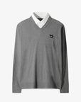 Men's Collared V - Neck Sweater - Gray - Erthe Golf