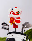 Lion Dance 3 - Wood Golf Headcover - White and Red - Erthe Golf
