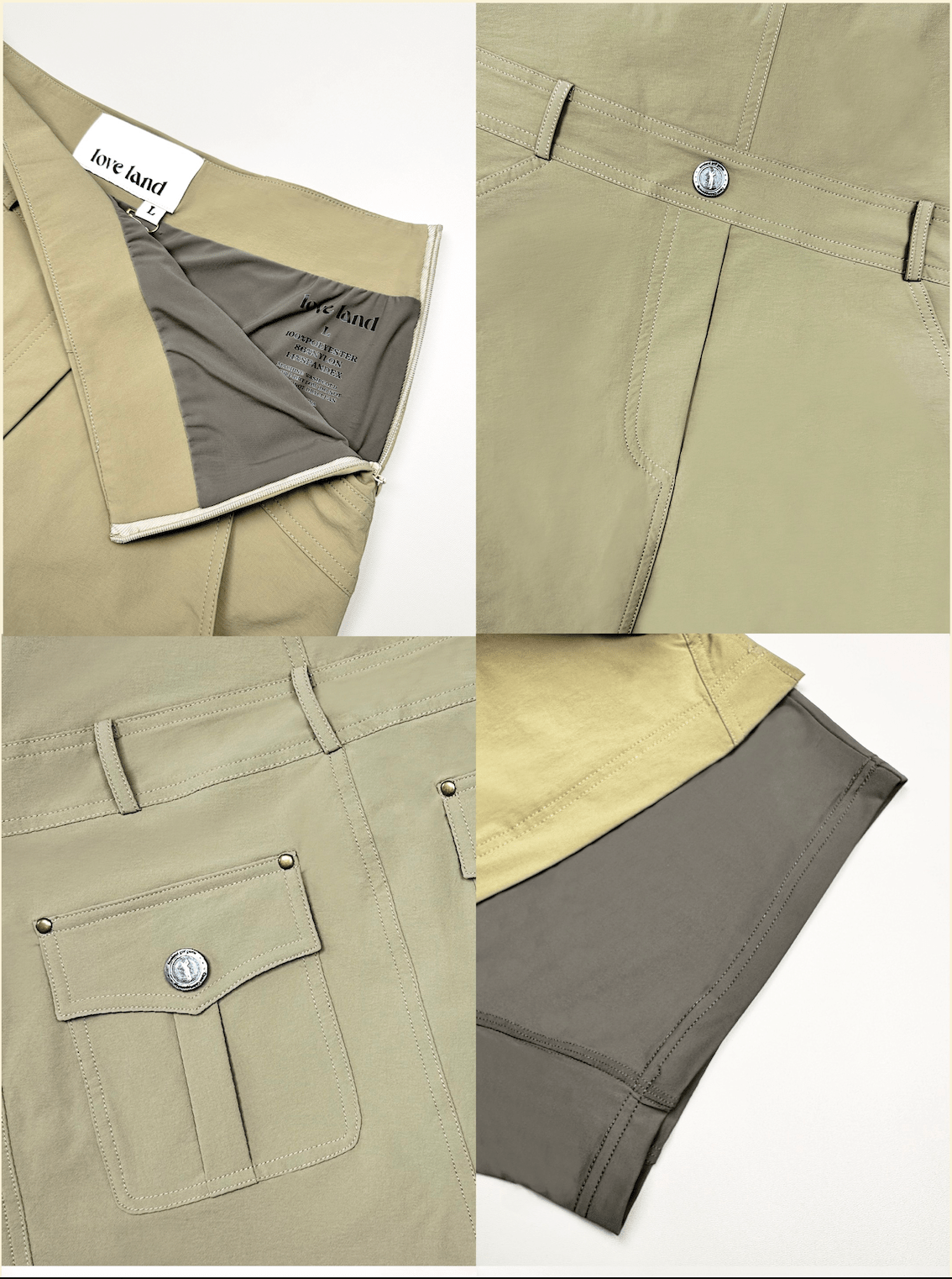 Loveland Diagonal Belt Golf Skort - Khaki - Erthe Golf