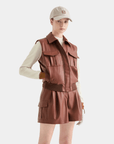 Women's Leather Jacket - Red Brown - Erthe Golf