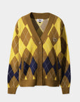 Women's Argyle Knit Cardigan - Yellow - Erthe Golf