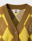 Women's Argyle Knit Cardigan - Yellow - Erthe Golf