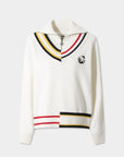 Women's Asymmetrical Rib Quarter - Zip Sweater - Ivory - Erthe Golf