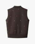 Women's Multicolor Embroidery Vest - Brown - Erthe Golf