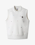 Women's Multicolor Embroidery Vest - Ivory - Erthe Golf