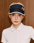 Keypote Women's Navy Blue Tour Golf Visor on Model | Erthe Golf