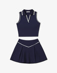 Women's Collared Skirt Set - Navy Blue - Erthe Golf