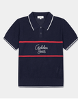 Women's Border Embroidered Collar Sweater - Navy - Erthe Golf