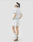Women's Open Collar Short Sleeve Sweat Shirt Set - White - Erthe Golf