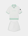 Women's Open Collar Short Sleeve Sweat Shirt Set - White - Erthe Golf