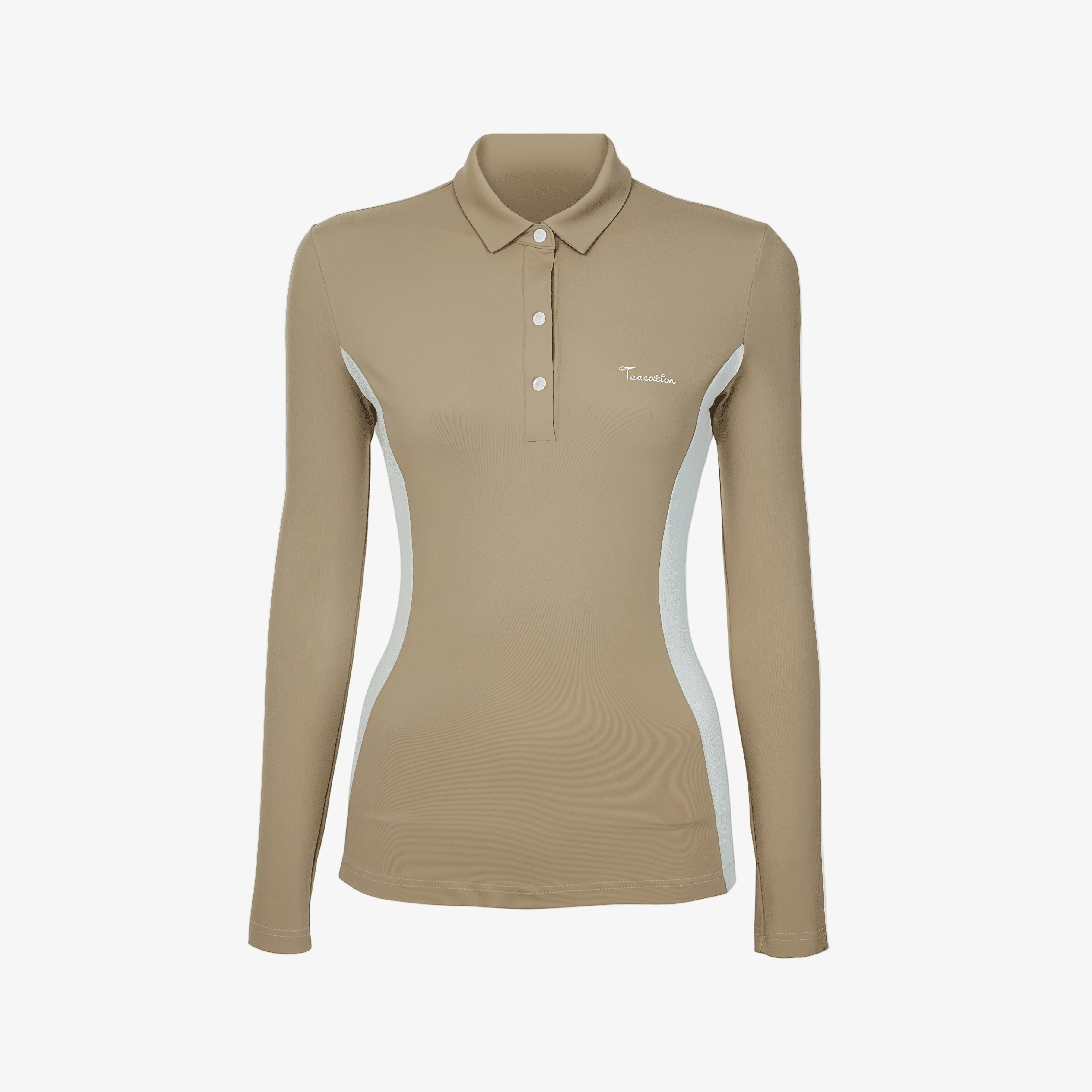 Teecation Women's Stretch Polo Long Sleeve - Khaki | Erthe Golf