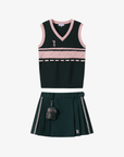 Keypote Women Knitted Vest Skort Set - Green - Erthe Golf