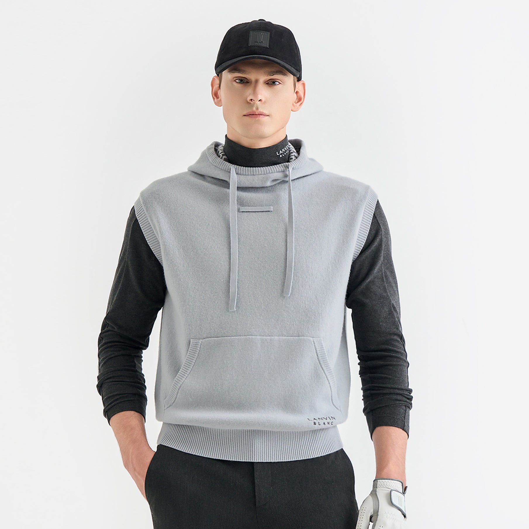 Lanvin Blanc Men's Hoodie Vest - Cool Grey - Erthe Golf