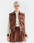 Lanvin Blanc Women's Leather Jacket - Red Brown - Erthe Golf
