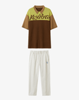 Keypote Men Logo Shirt Pants Set - Brown/White - Erthe Golf