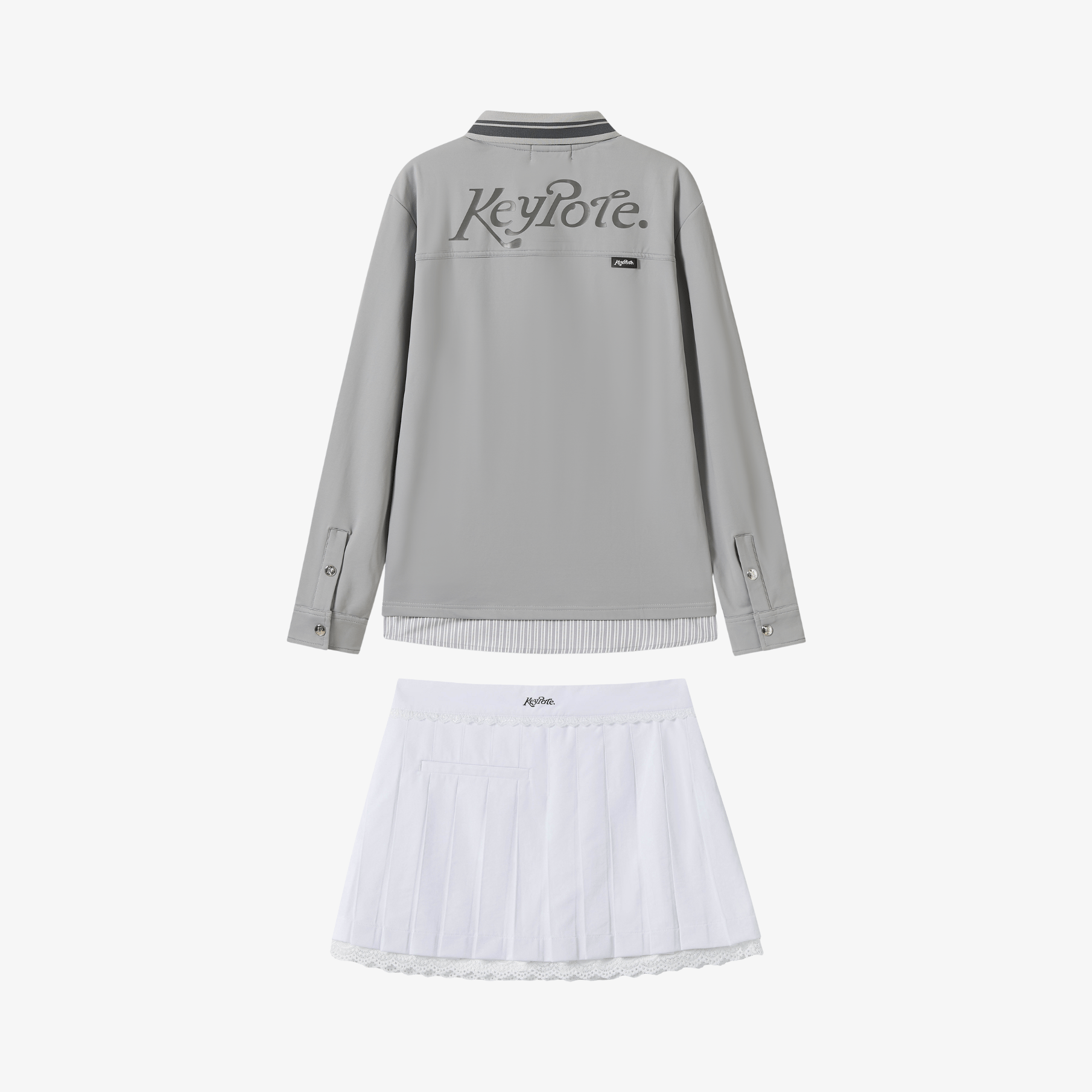 Keypote Women Polo Skirt Set - Grey/White - Erthe Golf