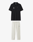 Keypote Men Polo Pants Set - Black/White - Erthe Golf