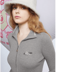 Women's Zip Knit Cardigan - Gray - Erthe Golf