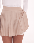 Women's Pleated Skort - Khaki - Erthe Golf
