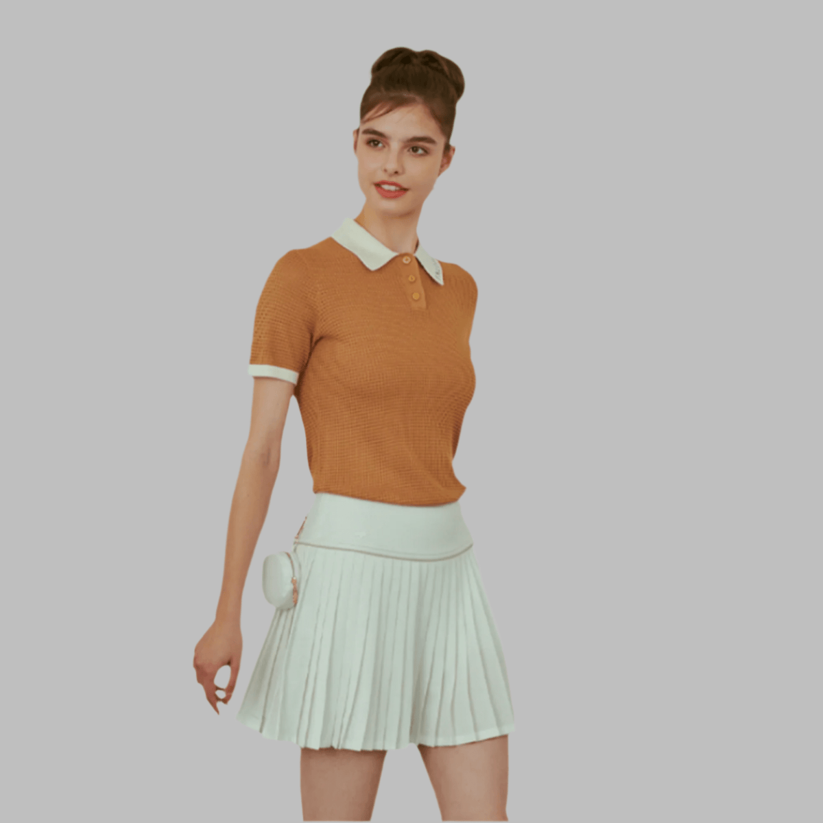 Falcosia Brown Knit Waffle Top - Erthe Golf