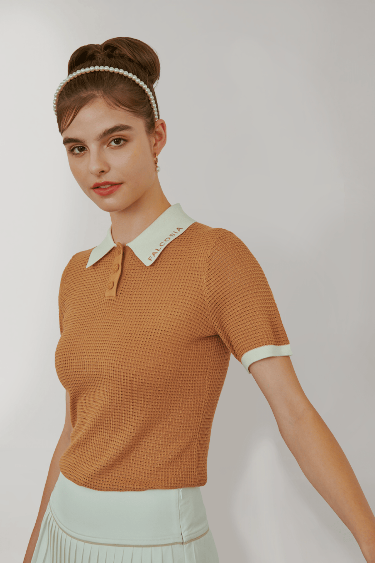 Falcosia Brown Knit Waffle Top - Erthe Golf