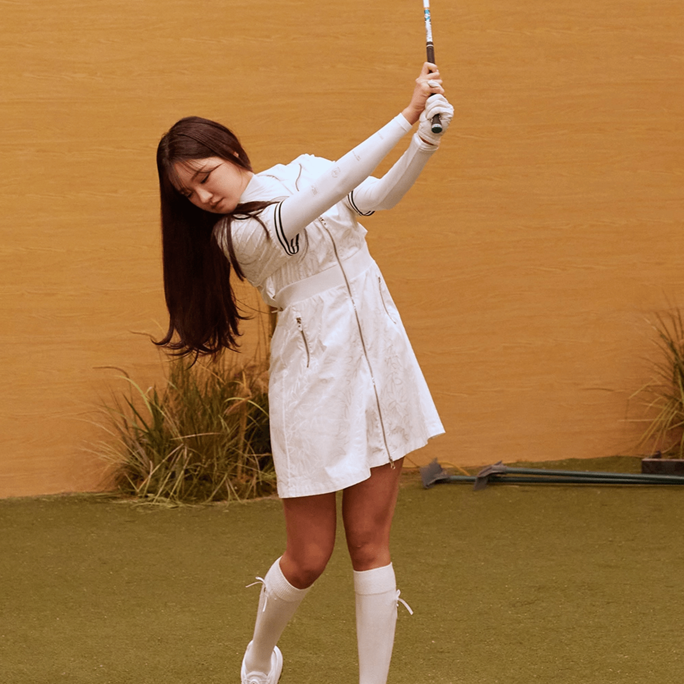 Master Bunny Edition Women's Zip Dress - White - Erthe Golf