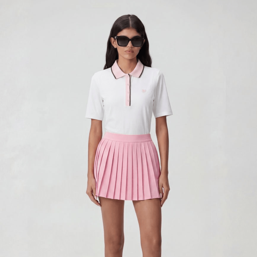 Women's Slim Fit Rib Polo - White - Erthe Golf