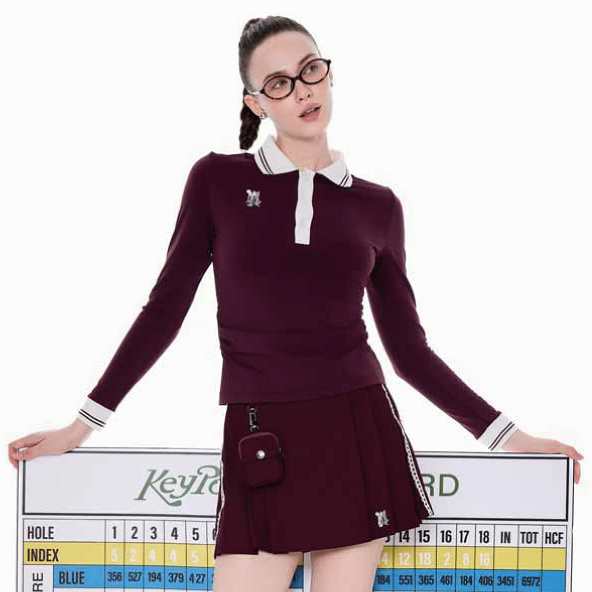 Keypote Women's Pleated Skort - Burgundy - Erthe Golf
