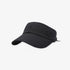 Black visor cap with a logo on a white background