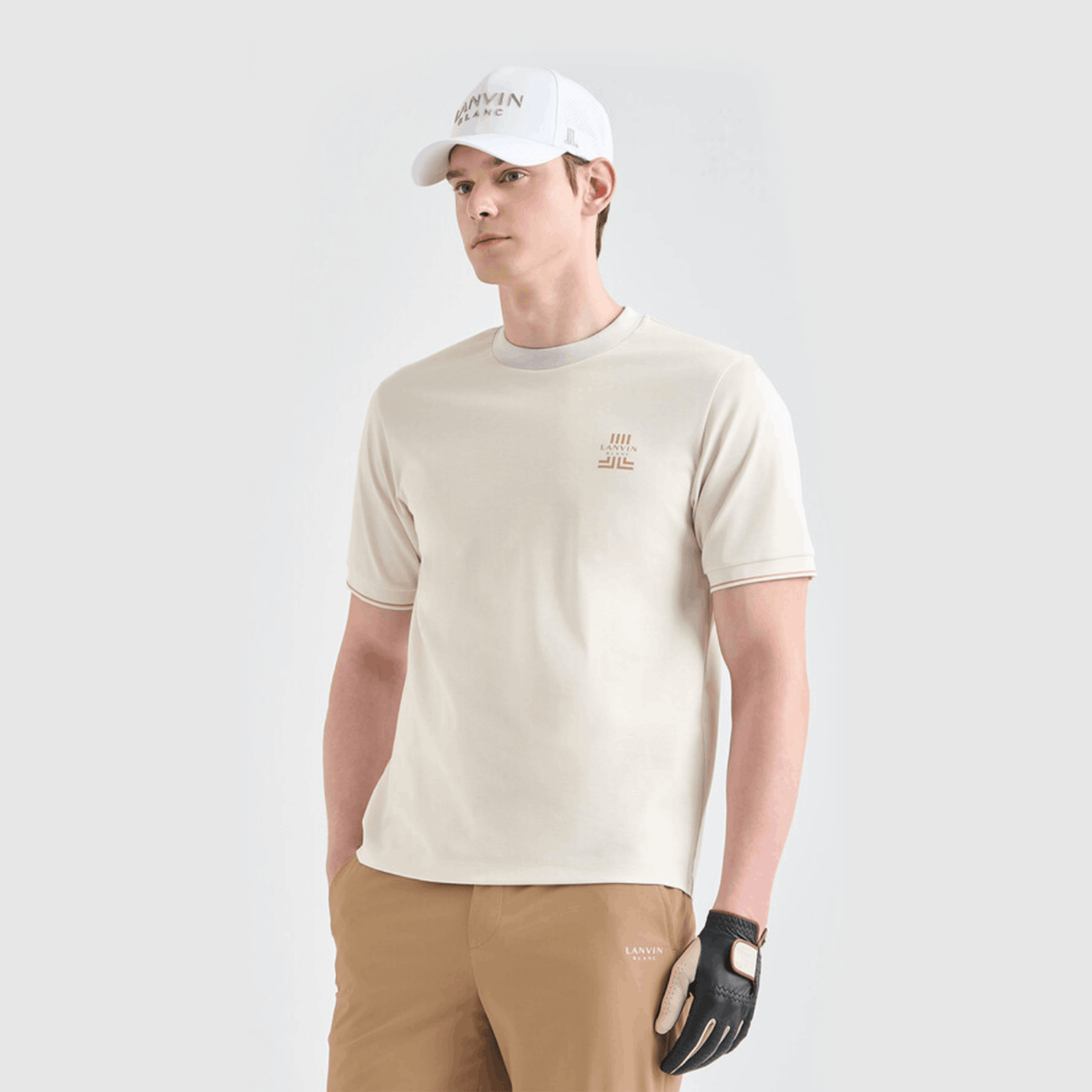 Men's Contrast Trim Top - Ivory - Erthe Golf