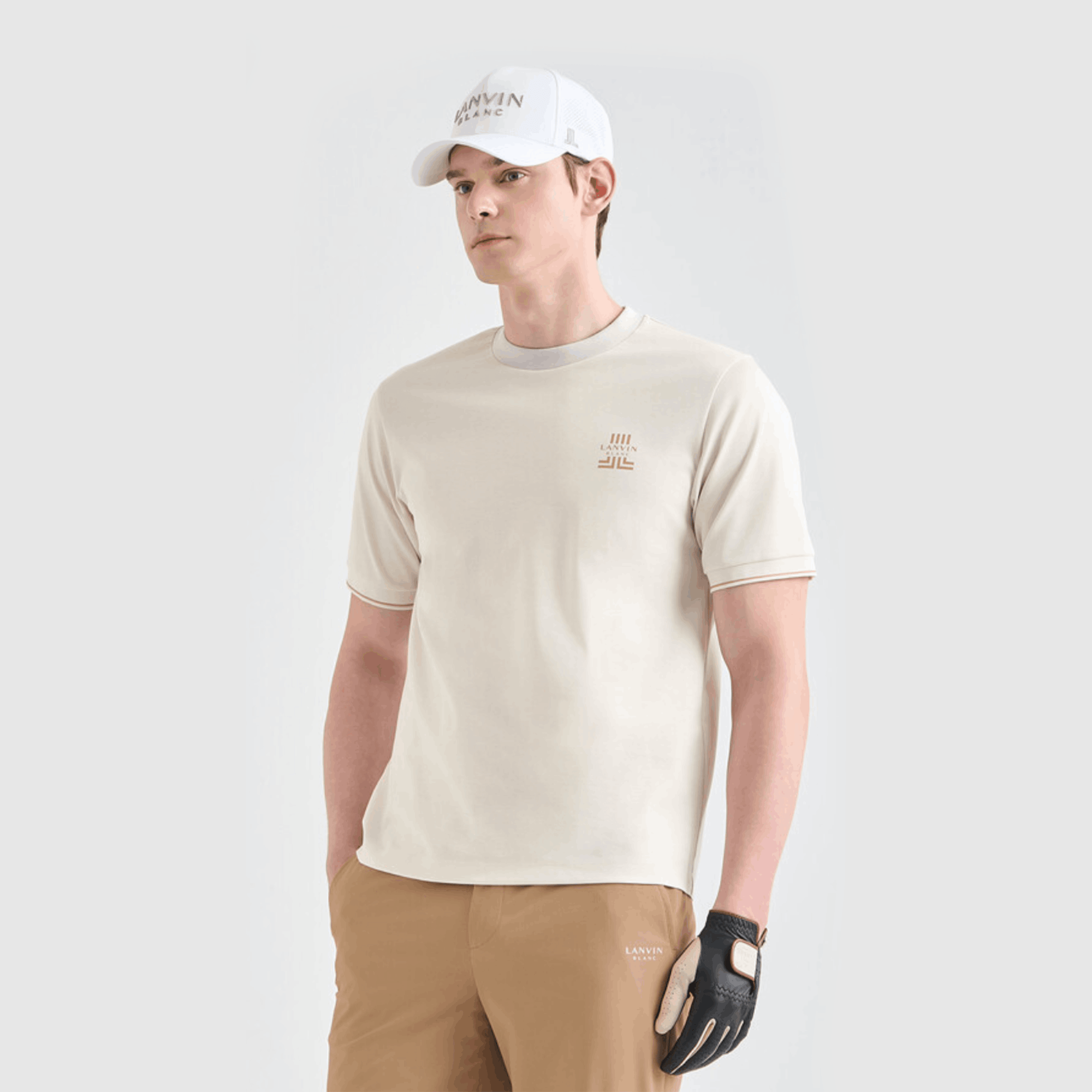 Men's Contrast Trim Top - Ivory - Erthe Golf