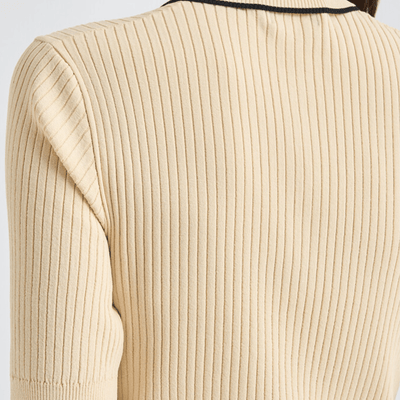 Women's Ribbed Knit Polo - Light Beige - Erthe Golf
