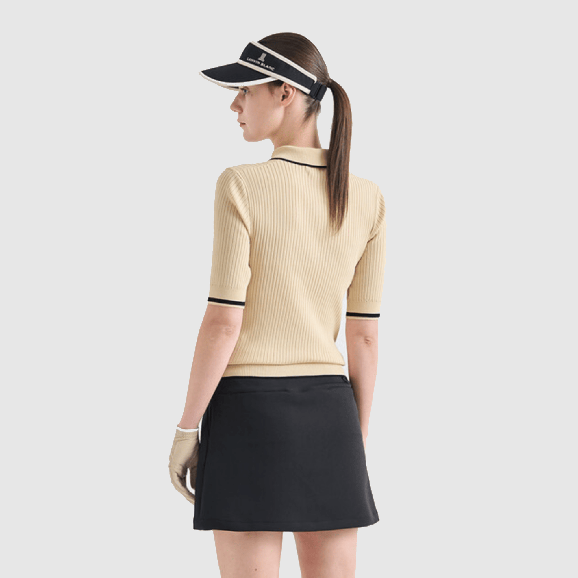 Women's Ribbed Knit Polo - Light Beige - Erthe Golf