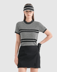 Women's Wool Ribbed Knit Top - Black - Erthe Golf