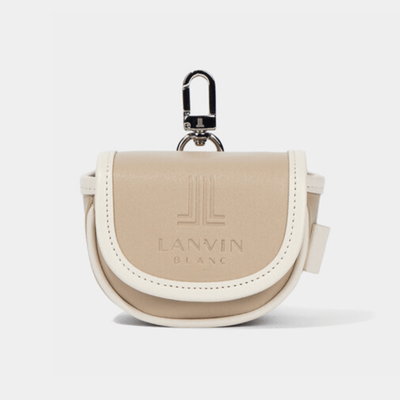 Women's Leather Ball Pouch Bag - Beige - Erthe Golf