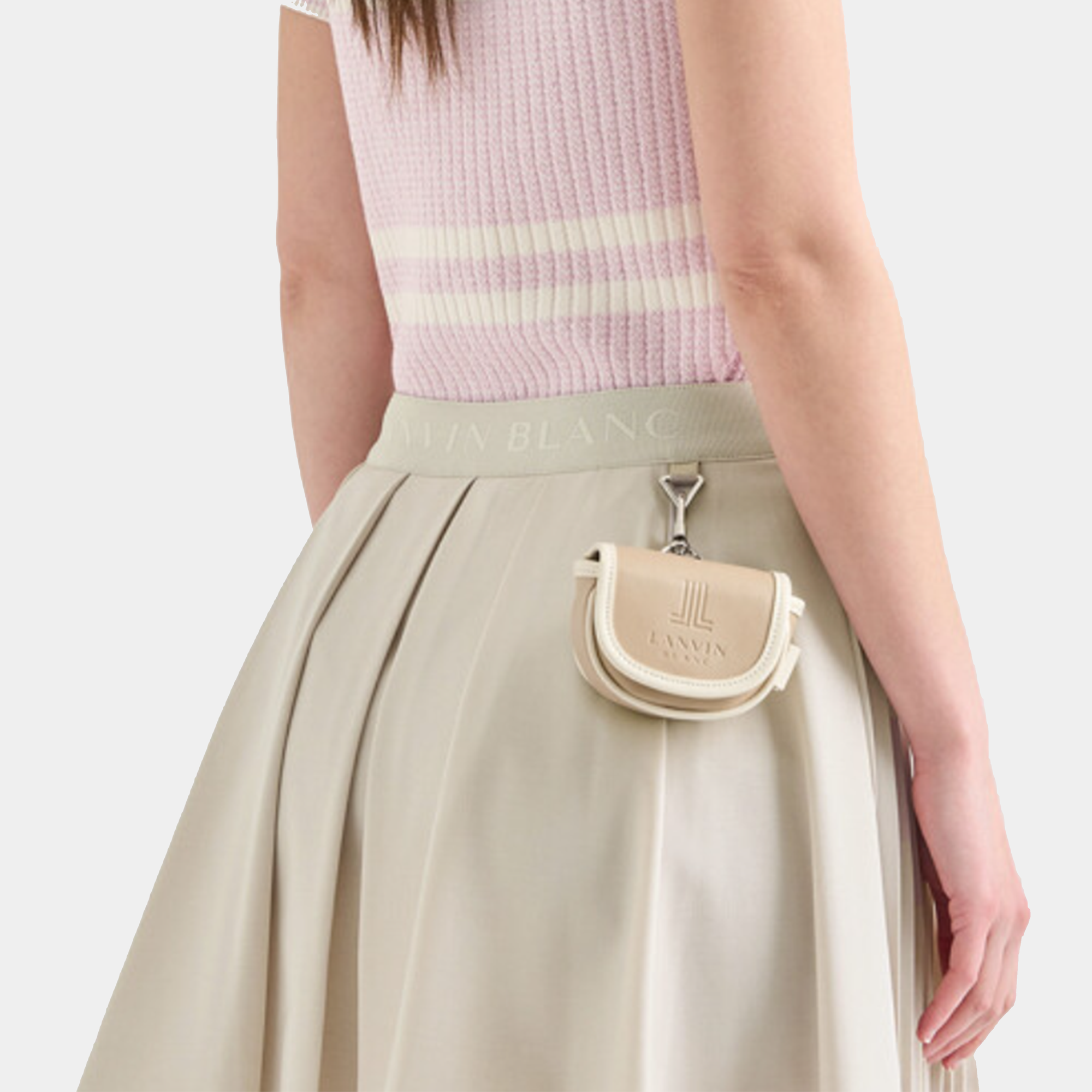 Women's Leather Ball Pouch Bag - Beige - Erthe Golf