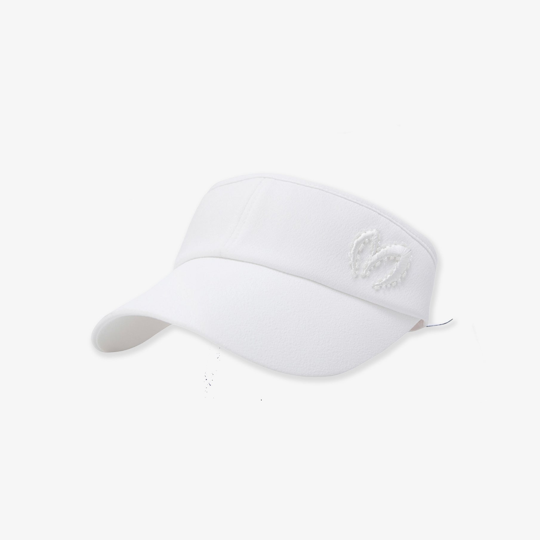 White baseball cap with a logo on a white background
