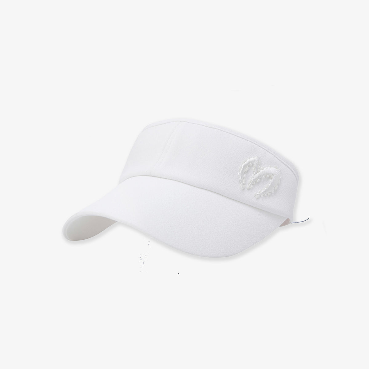 White baseball cap with a logo on a white background