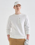 Lanvin Men's Textured Block Round Neck Sweatshirt-White