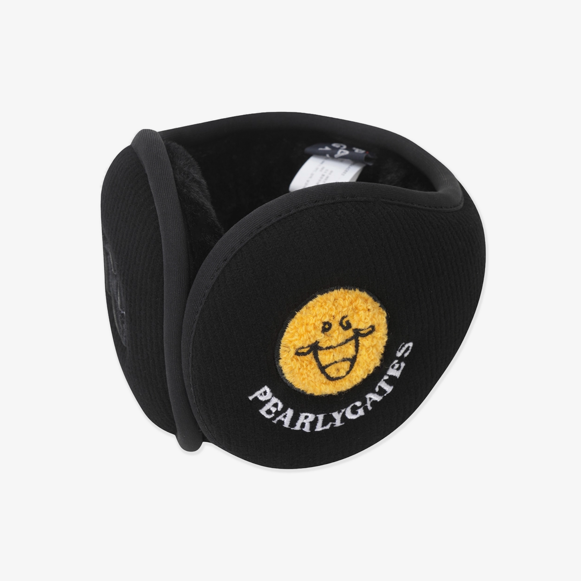 Pearly Gates Smile Fur Ear Warmer with soft plush material and smiley face design