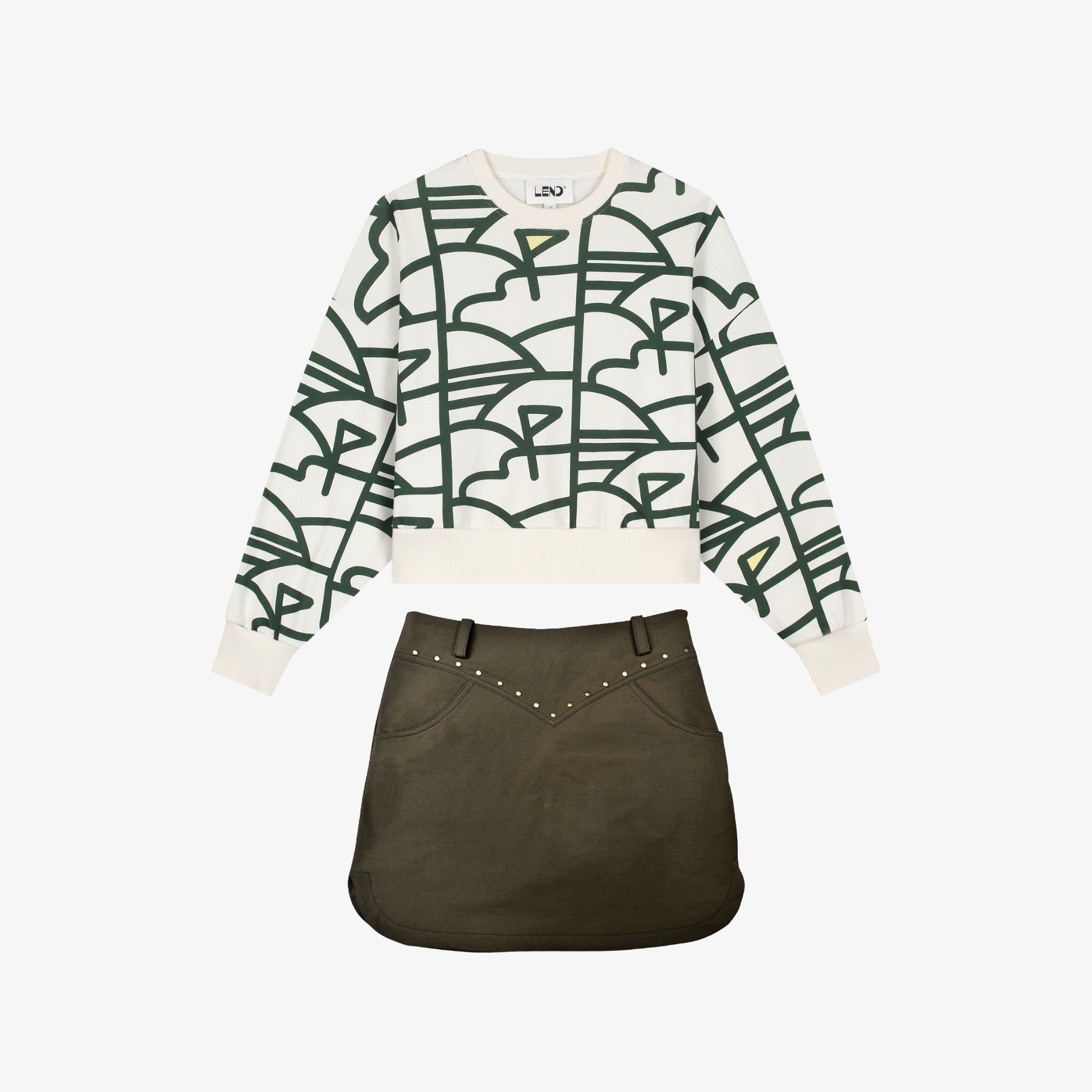 Women's Crewneck Top Skort Set - White/Brown - Erthe Golf