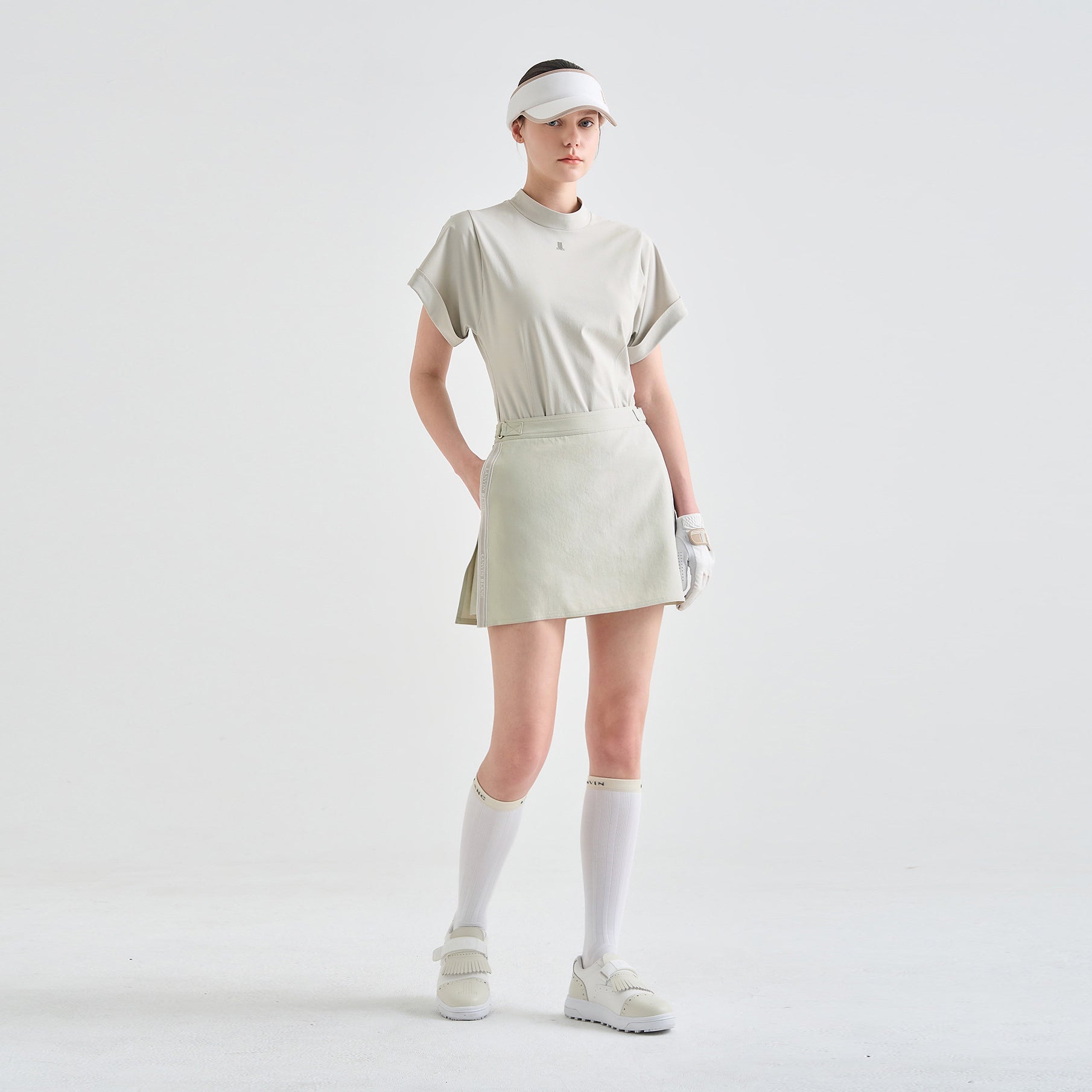 Lanvin Blanc Light Khaki Mini Skirt - Erthe Golf