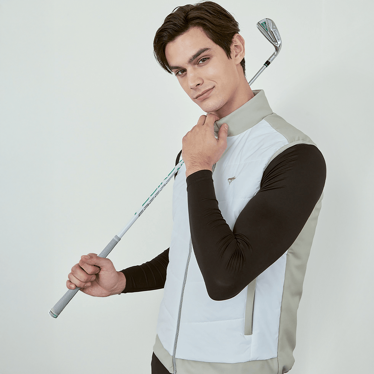 Falcosia Men's Cotton Patchwork Vest - Khaki Gray - Erthe Golf